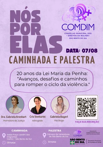 São Bento do Sul promove programação especial do Agosto Lilás em defesa das mulheres