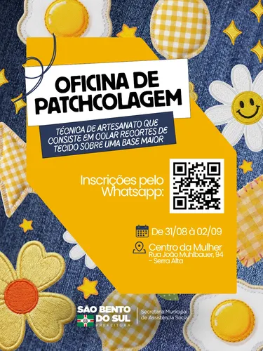 Prefeitura abre inscrições para curso gratuito de Patchcolagem em São Bento do Sul